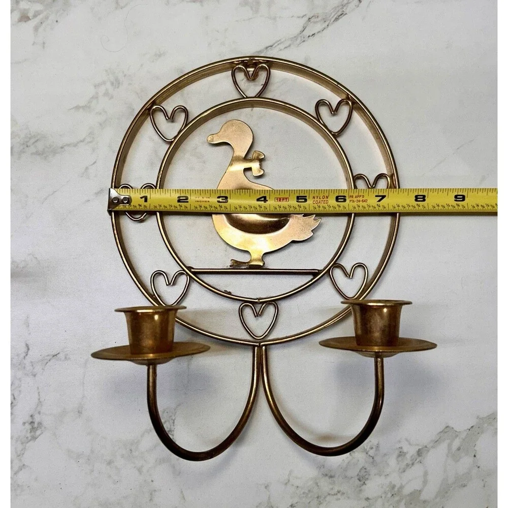 Set of TWO- Vintage Goose Heart Wall Sconces Double Cup 2-Candle Holders